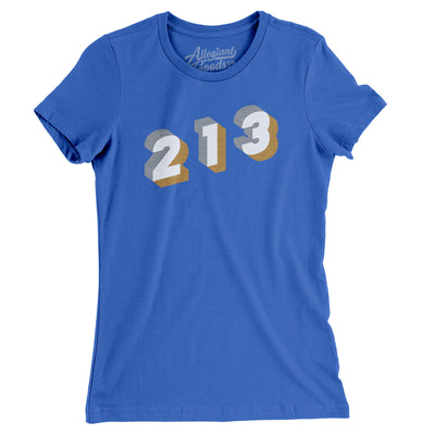 Los Angeles 213 Area Code Women's T-Shirt-True Royal-Allegiant Goods Co. Vintage Sports Apparel