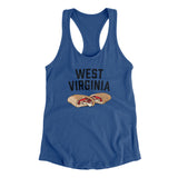 West Virginia Pepperoni Roll Women's Racerback Tank-Royal-Allegiant Goods Co. Vintage Sports Apparel
