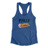 Philly Cheesesteak Women's Racerback Tank-Royal-Allegiant Goods Co. Vintage Sports Apparel
