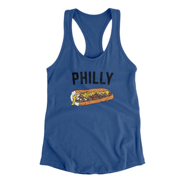 Philly Cheesesteak Women's Racerback Tank-Royal-Allegiant Goods Co. Vintage Sports Apparel