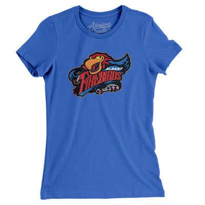 Albany Firebirds Arena Football Women's T-Shirt-True Royal-Allegiant Goods Co. Vintage Sports Apparel