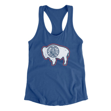 Wyoming State Flag Women's Racerback Tank-Royal-Allegiant Goods Co. Vintage Sports Apparel