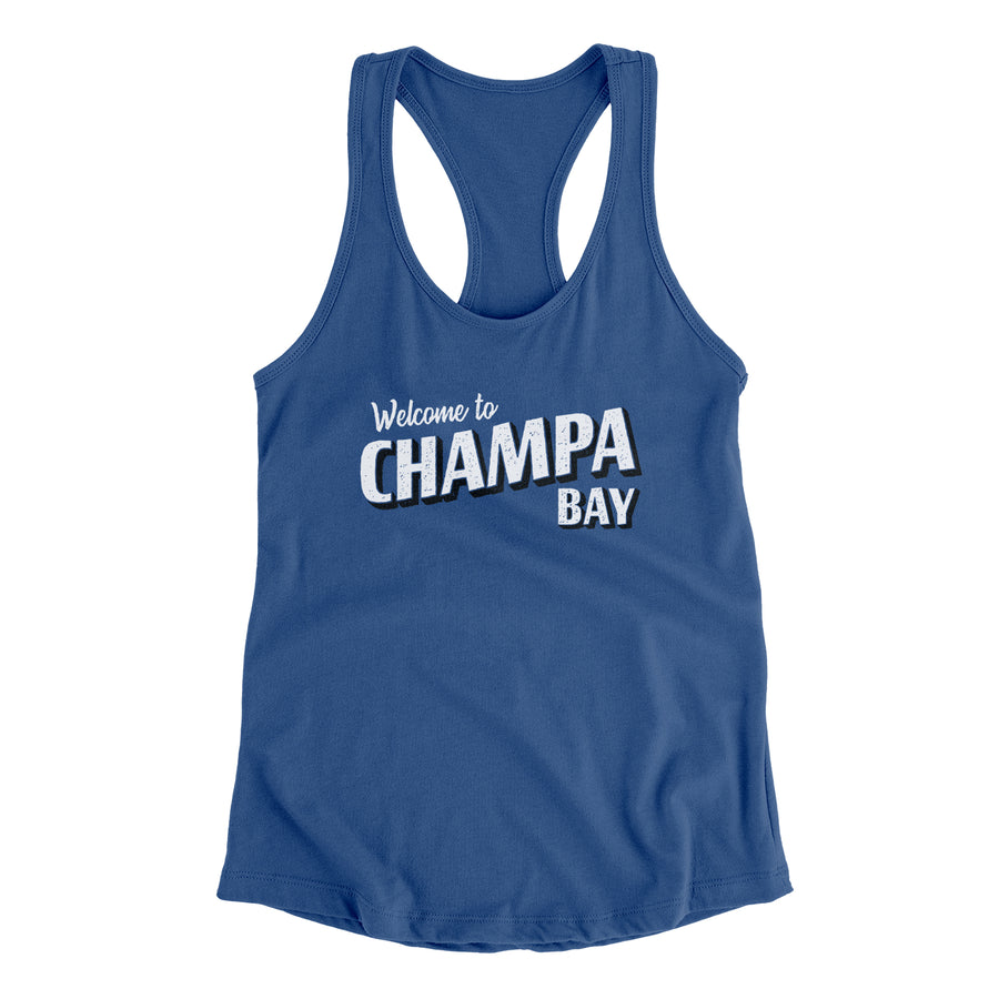 Champa Bay Women's Racerback Tank-Royal-Allegiant Goods Co. Vintage Sports Apparel