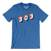 Denver 303 Area Code Men/Unisex T-Shirt-Heather True Royal-Allegiant Goods Co. Vintage Sports Apparel