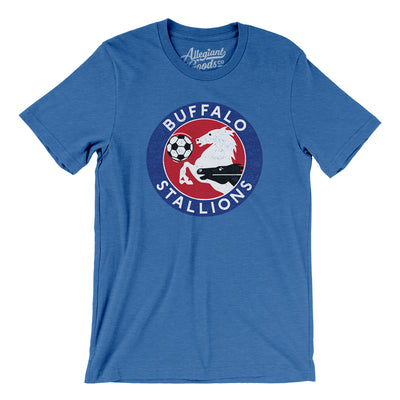 Buffalo Stallions Soccer Men/Unisex T-Shirt-Heather True Royal-Allegiant Goods Co. Vintage Sports Apparel