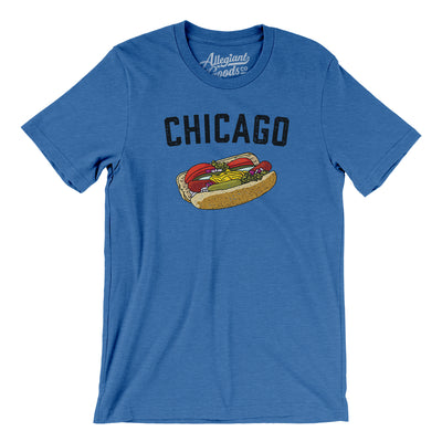 Chicago Style Hot Dog Men/Unisex T-Shirt-Heather True Royal-Allegiant Goods Co. Vintage Sports Apparel