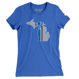 Michigan Helmet Stripes Women's T-Shirt-Allegiant Goods Co. Vintage Sports Apparel