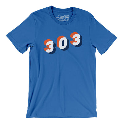 Denver 303 Area Code Men/Unisex T-Shirt-True Royal-Allegiant Goods Co. Vintage Sports Apparel