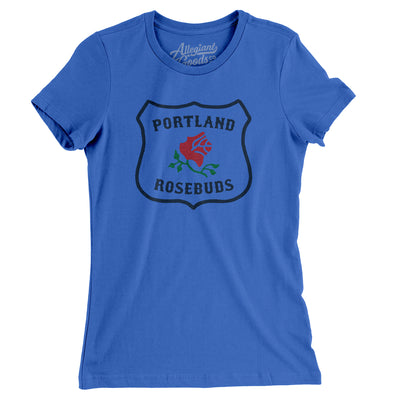Portland Rosebuds Hockey Women's T-Shirt-True Royal-Allegiant Goods Co. Vintage Sports Apparel