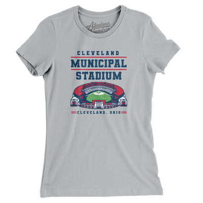 Cleveland Municipal Stadium Women's T-Shirt-Silver-Allegiant Goods Co. Vintage Sports Apparel