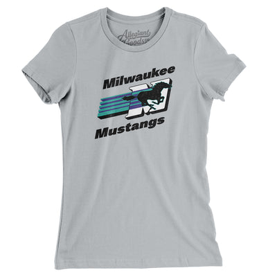 Milwaukee Mustangs Arena Football Women's T-Shirt-Silver-Allegiant Goods Co. Vintage Sports Apparel