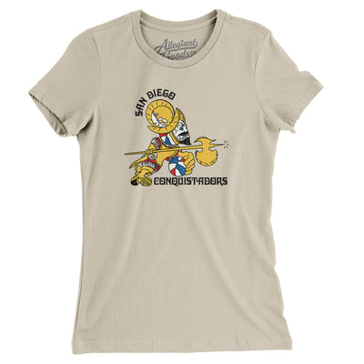San Diego Conquistadors Women's T-Shirt-Soft Cream-Allegiant Goods Co. Vintage Sports Apparel