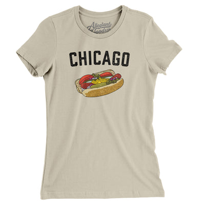 Chicago Style Hot Dog Women's T-Shirt-Soft Cream-Allegiant Goods Co. Vintage Sports Apparel