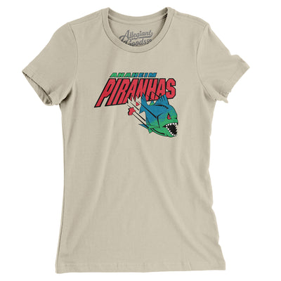 Anaheim Piranhas Arena Football Women's T-Shirt-Soft Cream-Allegiant Goods Co. Vintage Sports Apparel