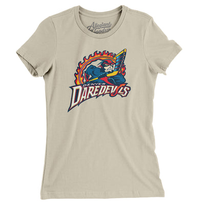 Denver Daredevils Roller Hockey Women's T-Shirt-Soft Cream-Allegiant Goods Co. Vintage Sports Apparel