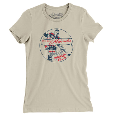 Cincinnati Mohawks Hockey Women's T-Shirt-Soft Cream-Allegiant Goods Co. Vintage Sports Apparel