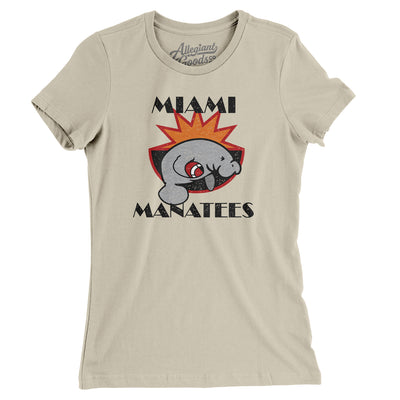 Miami Manatees Football Women's T-Shirt-Soft Cream-Allegiant Goods Co. Vintage Sports Apparel