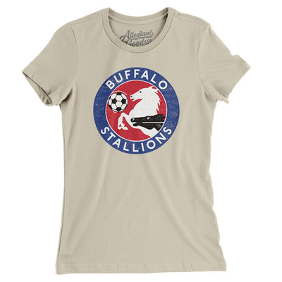 Buffalo Stallions Soccer Women's T-Shirt-Soft Cream-Allegiant Goods Co. Vintage Sports Apparel