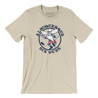 Albuquerque Six Guns Hockey Men/Unisex T-Shirt-Soft Cream-Allegiant Goods Co. Vintage Sports Apparel