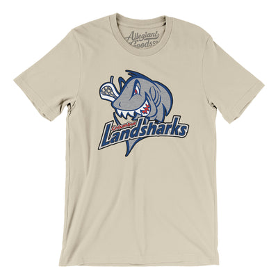 Columbus Landsharks Lacrosse Men/Unisex T-Shirt-Soft Cream-Allegiant Goods Co. Vintage Sports Apparel
