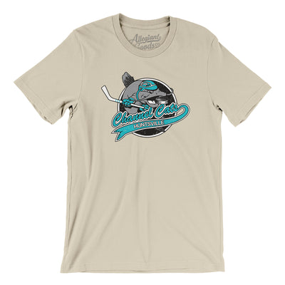 Huntsville Channel Cats Hockey Men/Unisex T-Shirt-Soft Cream-Allegiant Goods Co. Vintage Sports Apparel