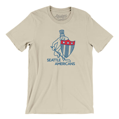 Seattle Americans Hockey Men/Unisex T-Shirt-Soft Cream-Allegiant Goods Co. Vintage Sports Apparel