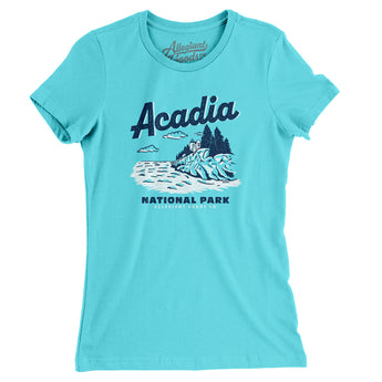 Acadia National Park Women's T-Shirt-Baby Blue-Allegiant Goods Co. Vintage Sports Apparel