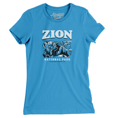 Zion National Park Women's T-Shirt-Heather Columbia Blue-Allegiant Goods Co. Vintage Sports Apparel