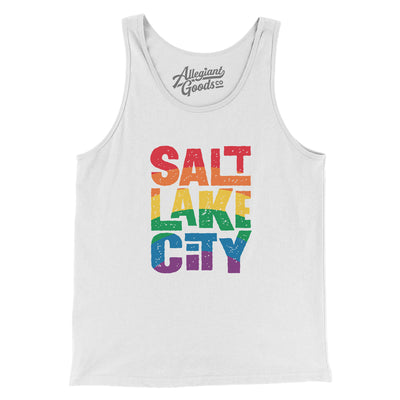 Salt Lake City Utah Pride Men/Unisex Tank Top-White-Allegiant Goods Co. Vintage Sports Apparel