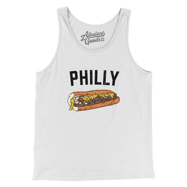 Philly Cheesesteak Men/Unisex Tank Top-White-Allegiant Goods Co. Vintage Sports Apparel