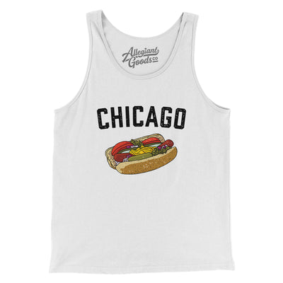 Chicago Style Hot Dog Men/Unisex Tank Top-White-Allegiant Goods Co. Vintage Sports Apparel