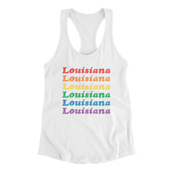 Louisiana Pride Women's Racerback Tank-White-Allegiant Goods Co. Vintage Sports Apparel