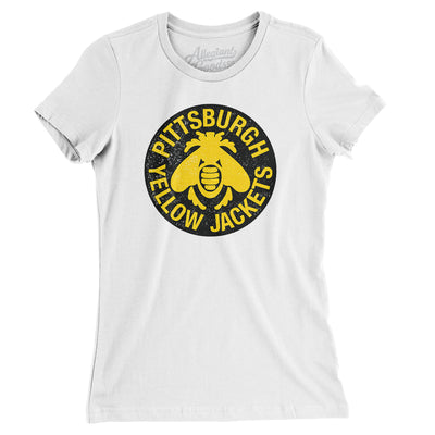 Pittsburgh Yellow Jacket Hockey Women's T-Shirt-White-Allegiant Goods Co. Vintage Sports Apparel