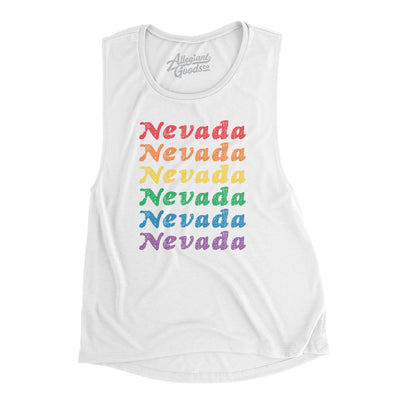 Nevada Pride Women's Flowey Scoopneck Muscle Tank-White-Allegiant Goods Co. Vintage Sports Apparel