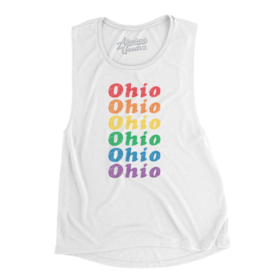 Ohio Pride Women's Flowey Scoopneck Muscle Tank-White-Allegiant Goods Co. Vintage Sports Apparel