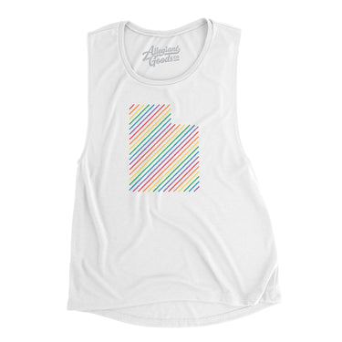 Utah Pride State Flowey Scoopneck Muscle Tank-White-Allegiant Goods Co. Vintage Sports Apparel