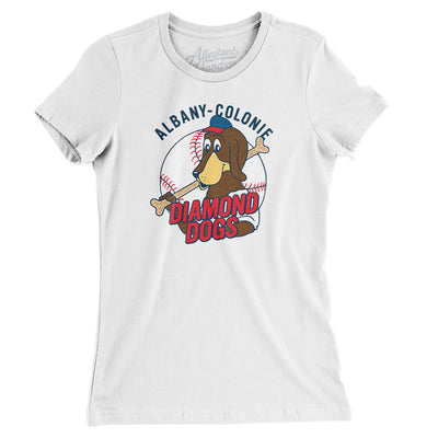 Albany-Colonie Diamond Dogs Baseball Women's T-Shirt-White-Allegiant Goods Co. Vintage Sports Apparel