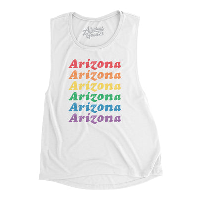 Arizona Pride Women's Flowey Scoopneck Muscle Tank-White-Allegiant Goods Co. Vintage Sports Apparel