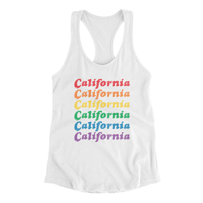 California Pride Women's Racerback Tank-White-Allegiant Goods Co. Vintage Sports Apparel