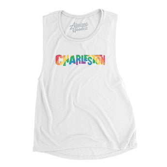 Charleston South Carolina Pride Women's Flowey Scoopneck Muscle Tank-White-Allegiant Goods Co. Vintage Sports Apparel