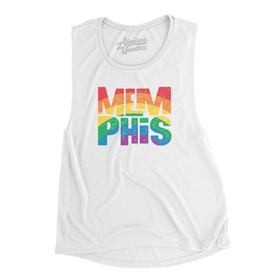 Memphis Tennessee Pride Women's Flowey Scoopneck Muscle Tank-White-Allegiant Goods Co. Vintage Sports Apparel