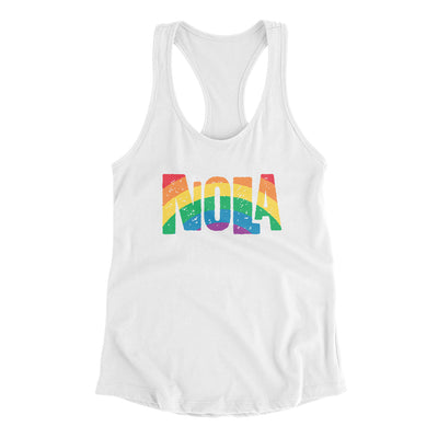 New Orleans Louisiana Pride Women's Racerback Tank-White-Allegiant Goods Co. Vintage Sports Apparel