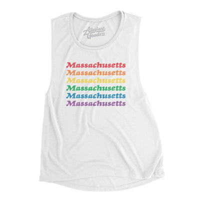 Massachusetts Pride Women's Flowey Scoopneck Muscle Tank-White-Allegiant Goods Co. Vintage Sports Apparel