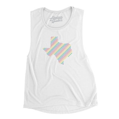 Texas Pride State Flowey Scoopneck Muscle Tank-White-Allegiant Goods Co. Vintage Sports Apparel