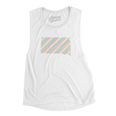 South Dakota Pride State Flowey Scoopneck Muscle Tank-White-Allegiant Goods Co. Vintage Sports Apparel