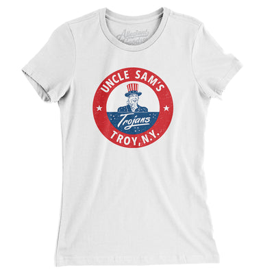 Troy Uncle Sam's Trojans Hockey Women's T-Shirt-White-Allegiant Goods Co. Vintage Sports Apparel
