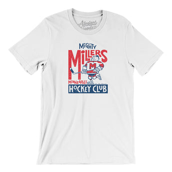 Minneapolis Mighty Millers Hockey Men/Unisex T-Shirt-White-Allegiant Goods Co. Vintage Sports Apparel