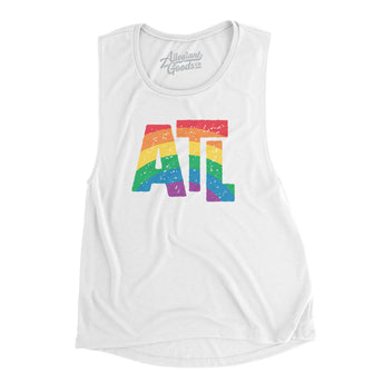 Atlanta Georgia Pride Women's Flowey Scoopneck Muscle Tank-White-Allegiant Goods Co. Vintage Sports Apparel