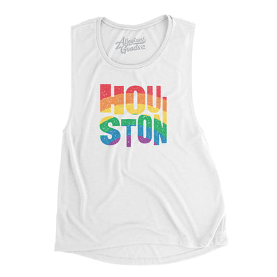 Houston Texas Pride Women's Flowey Scoopneck Muscle Tank-White-Allegiant Goods Co. Vintage Sports Apparel