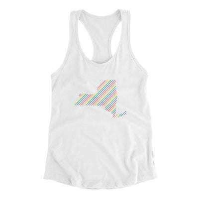 New York Pride State Women's Racerback Tank-White-Allegiant Goods Co. Vintage Sports Apparel